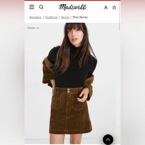 Madewell: Corduroy A-Line Mini Skirt (Olive)
